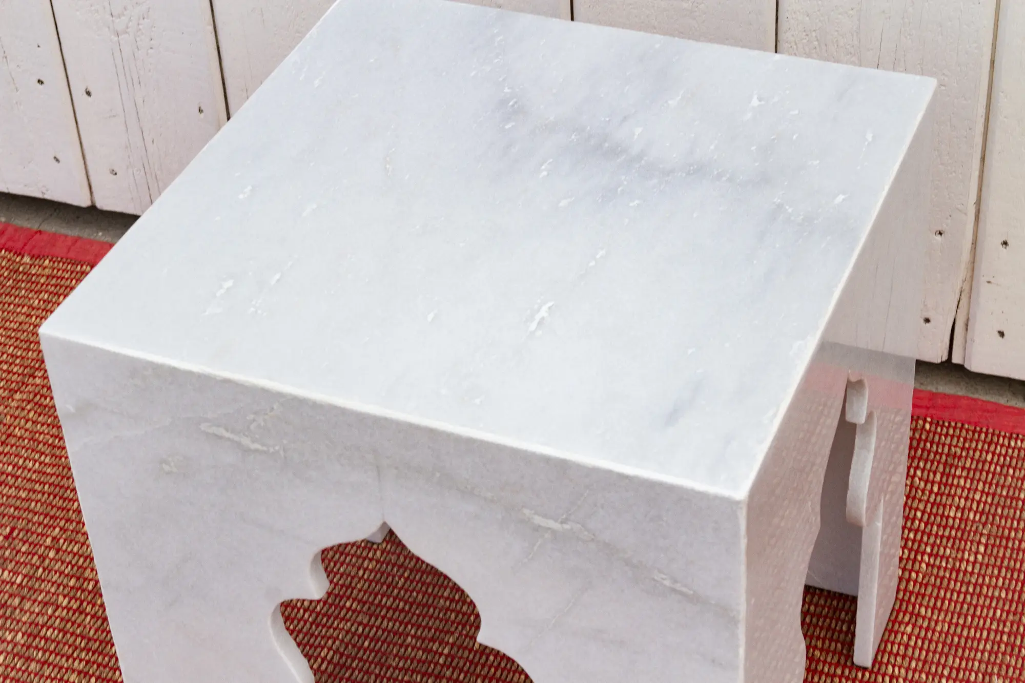 Hand-Carved Arched Marble End Table 5 Hand-Carved Arched Marble End Table