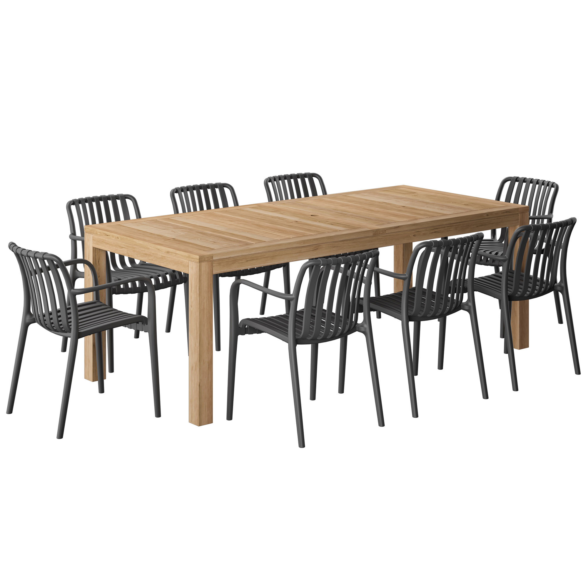 Lanai 9-Pc Outdoor Rectangular Teak Dining Set 1 Lanai 9-Pc Outdoor Rectangular Teak Dining Set