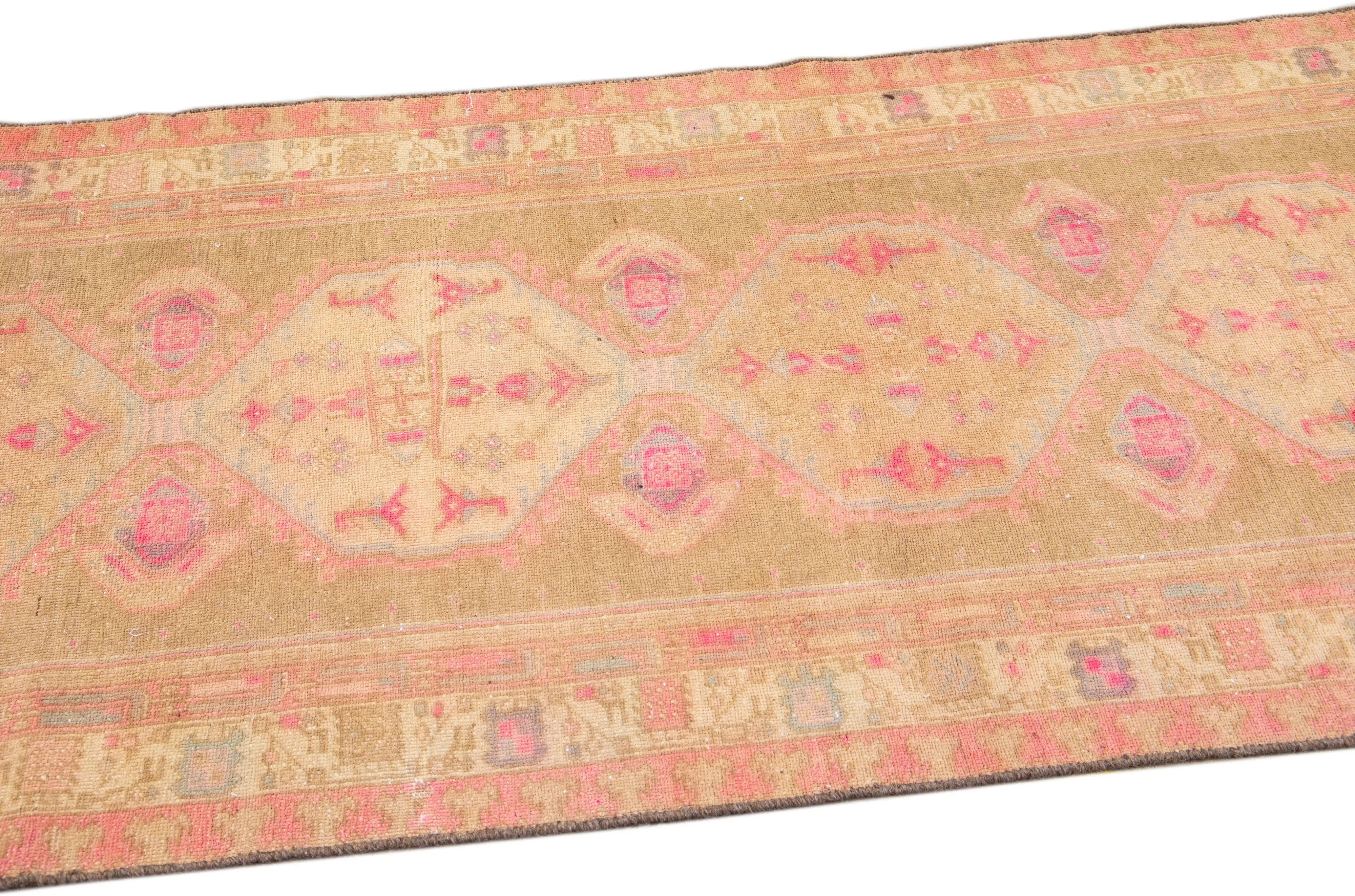 Vintage Medallion Brown Wool Runner 1 Vintage Medallion Brown Wool Runner