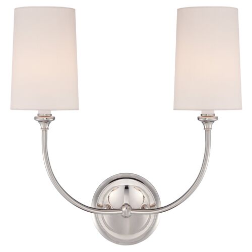 2-Light Sconce, Polished Nickel