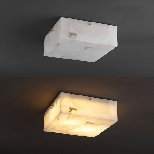 Elysha 2-Light Alabaster Flush Mount, White 9 Elysha 2-Light Alabaster Flush Mount, White