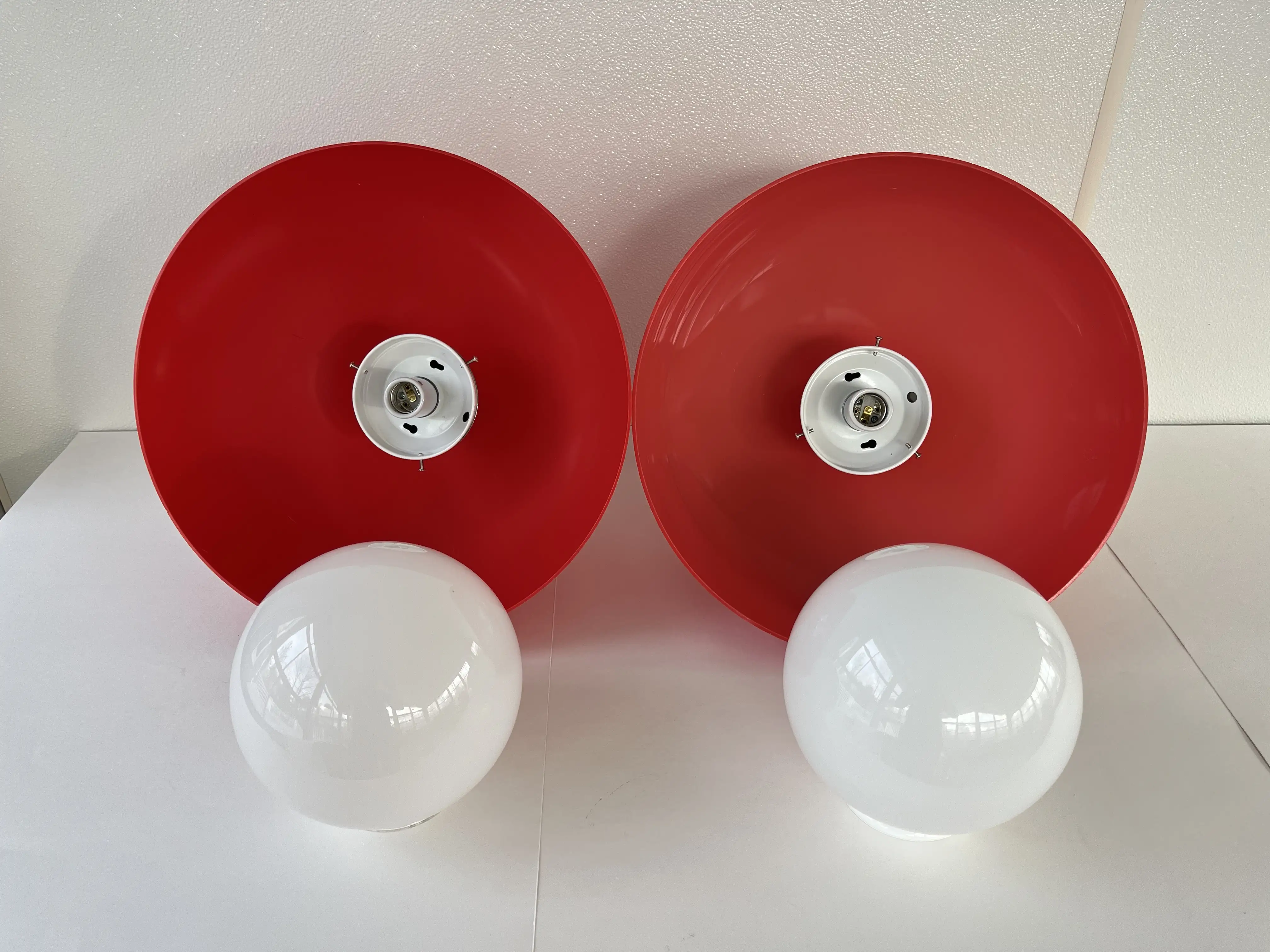 1960s Domed Semi-Flush Lights, Pair 5 1960s Domed Semi-Flush Lights, Pair