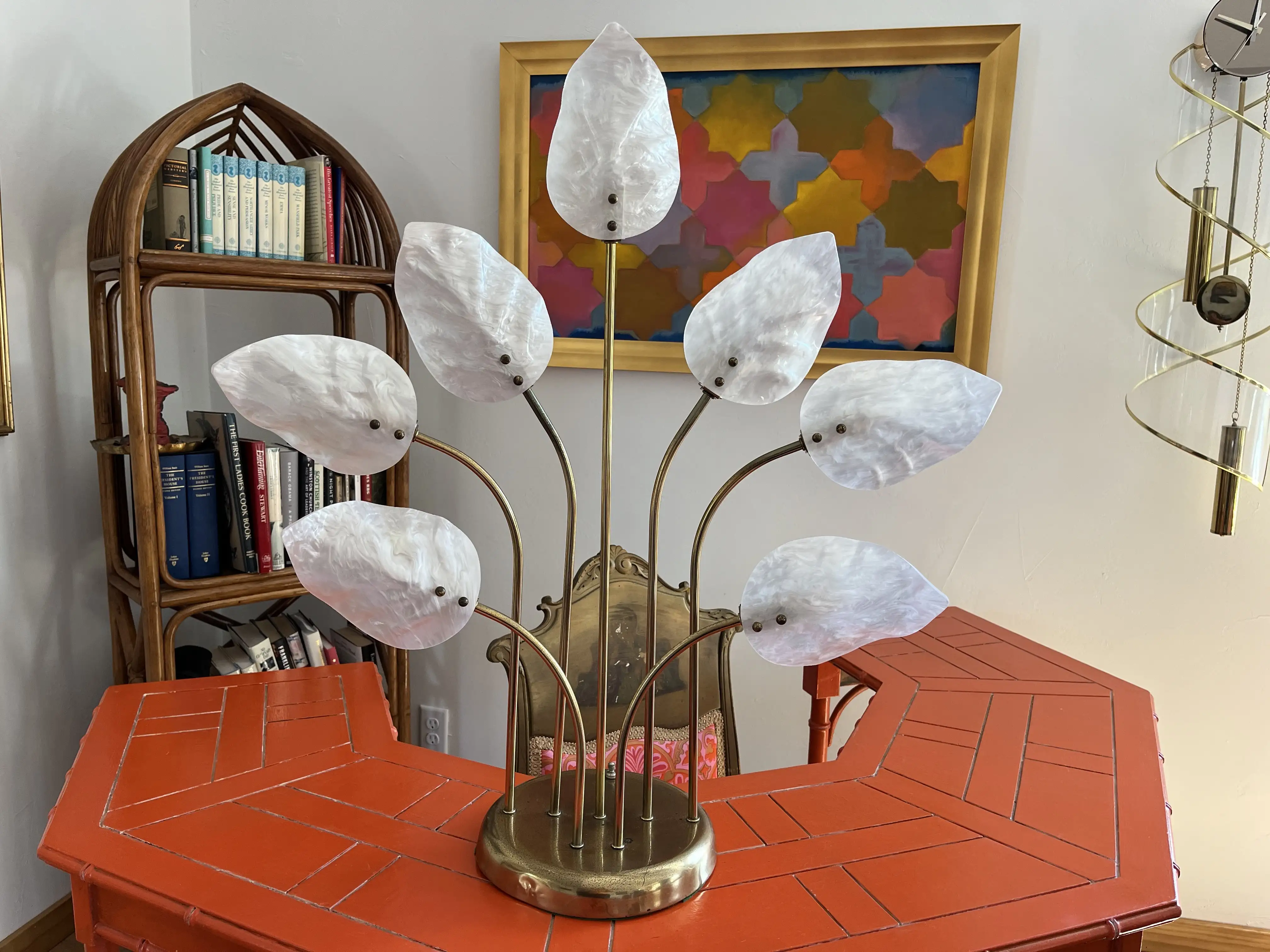 Lucite Leaves Accent Lamp 6 Lucite Leaves Accent Lamp