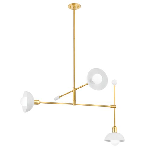 Zyaire 3-Light Adjustable Arm Chandelier, Aged Brass/Soft White