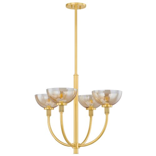 Zeran 4-Light Chandelier, Aged Brass/Light Bronze Glass