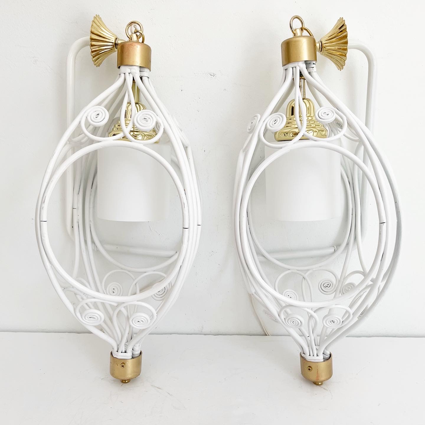 1970s Rattan Wall Lights, Pair