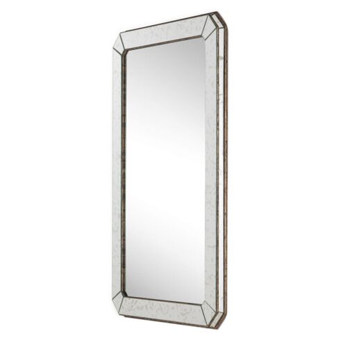 Large Antiqued Rectangular Wall Mirror, Silver 3 Large Antiqued Rectangular Wall Mirror, Silver