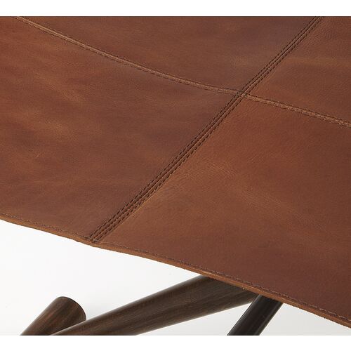 Como Folding Stool, Medium Brown Leather 5 Como Folding Stool, Medium Brown Leather