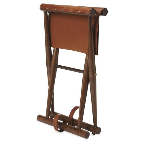 Como Folding Stool, Medium Brown Leather 6 Como Folding Stool, Medium Brown Leather