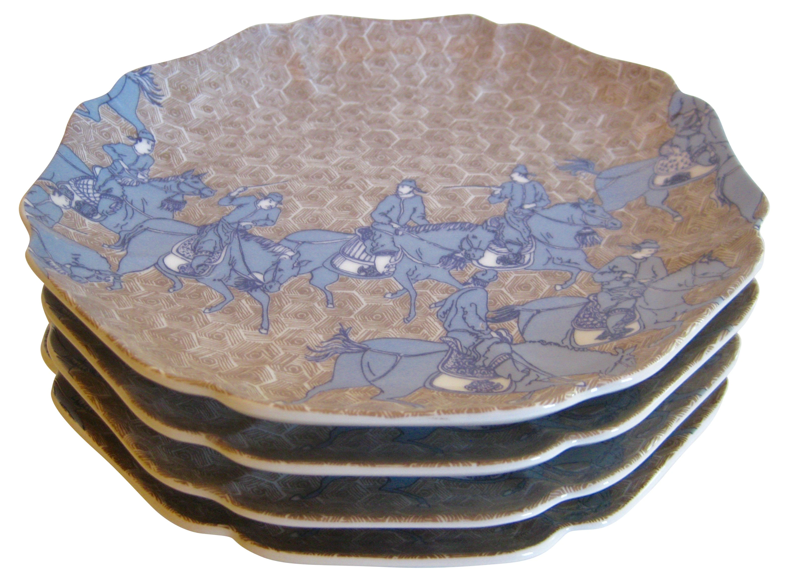 Samurai Porcelain Plates S/4 4 Samurai Porcelain Plates S/4