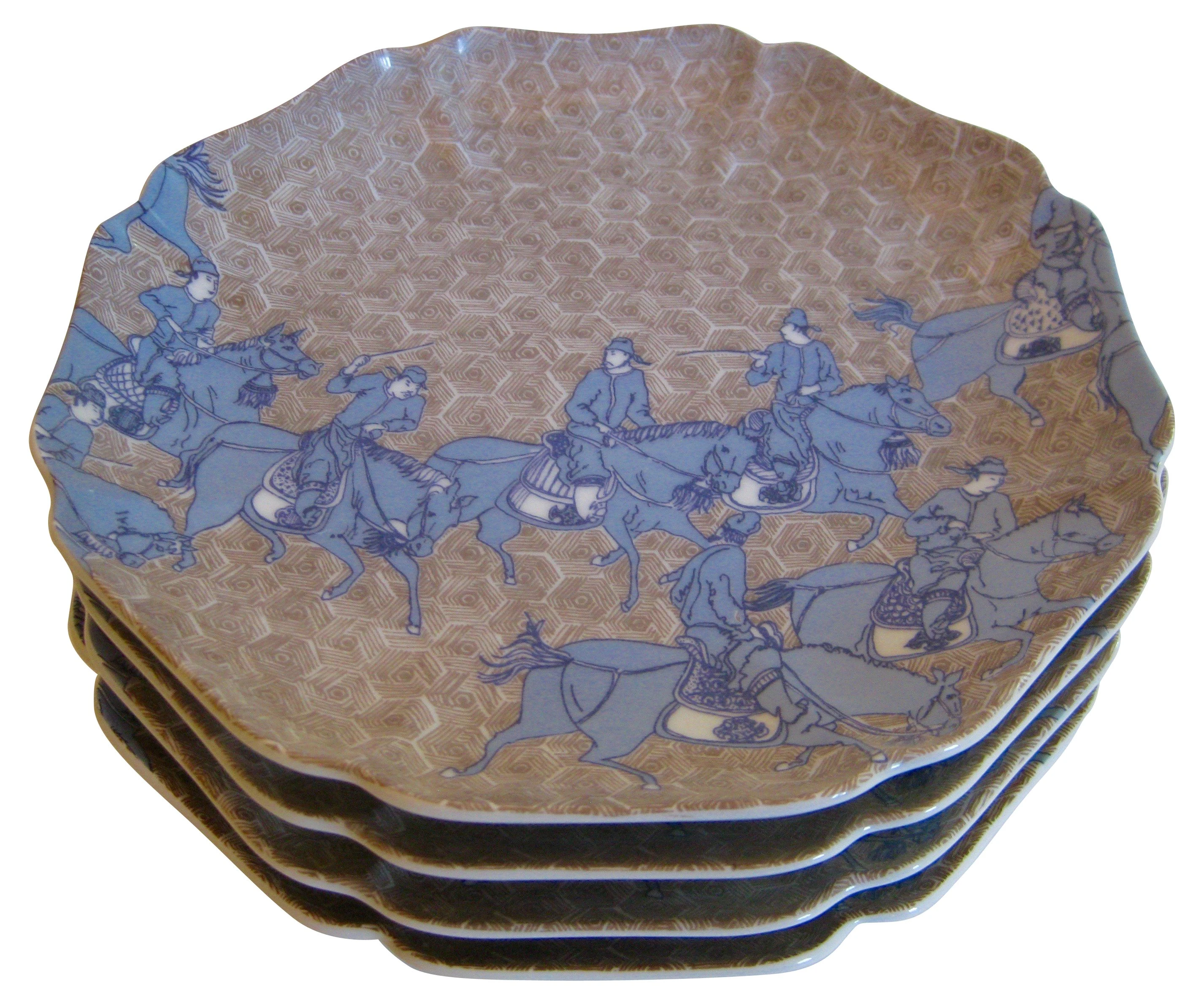 Samurai Porcelain Plates S/4 6 Samurai Porcelain Plates S/4