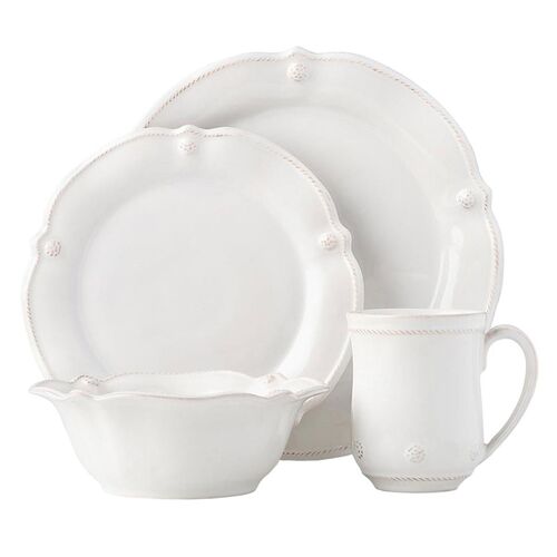 Berry & Thread Flared 4pc Place Setting, Whitewash 1 Berry & Thread Flared 4pc Place Setting, Whitewash