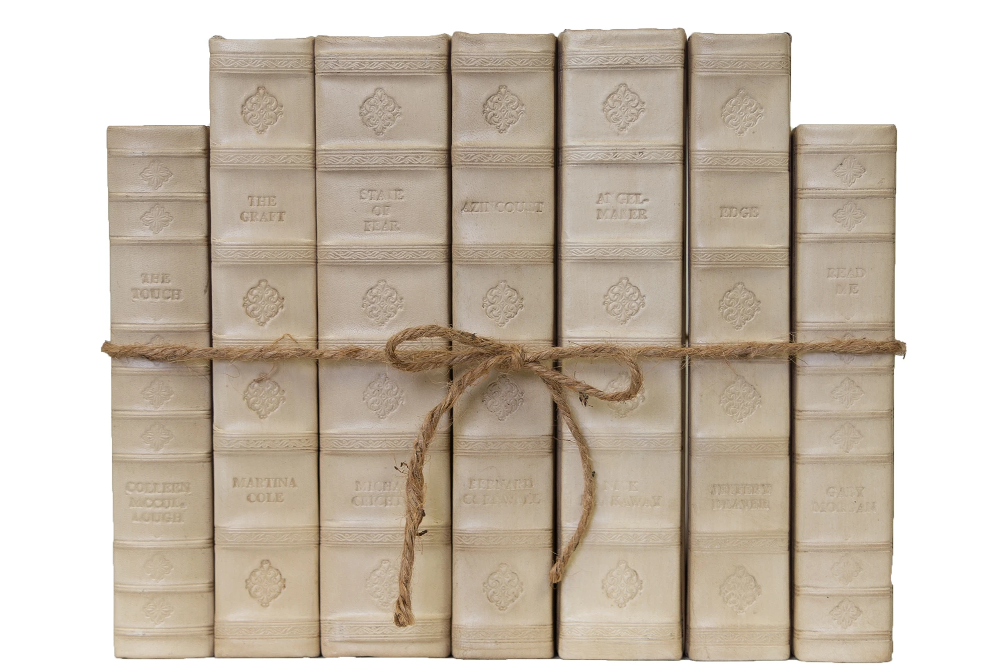 1-Foot Leather Book Bundle, Ivory 4 1-Foot Leather Book Bundle, Ivory