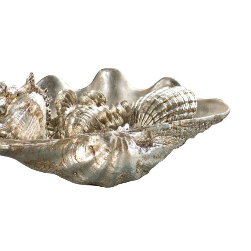 Clam Shell Medium w/ Small Shells, Ambered Silver Leaf 3 Clam Shell Medium w/ Small Shells, Ambered Silver Leaf