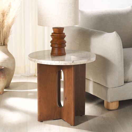 Junia Travertine Accent Table 2 Junia Travertine Accent Table