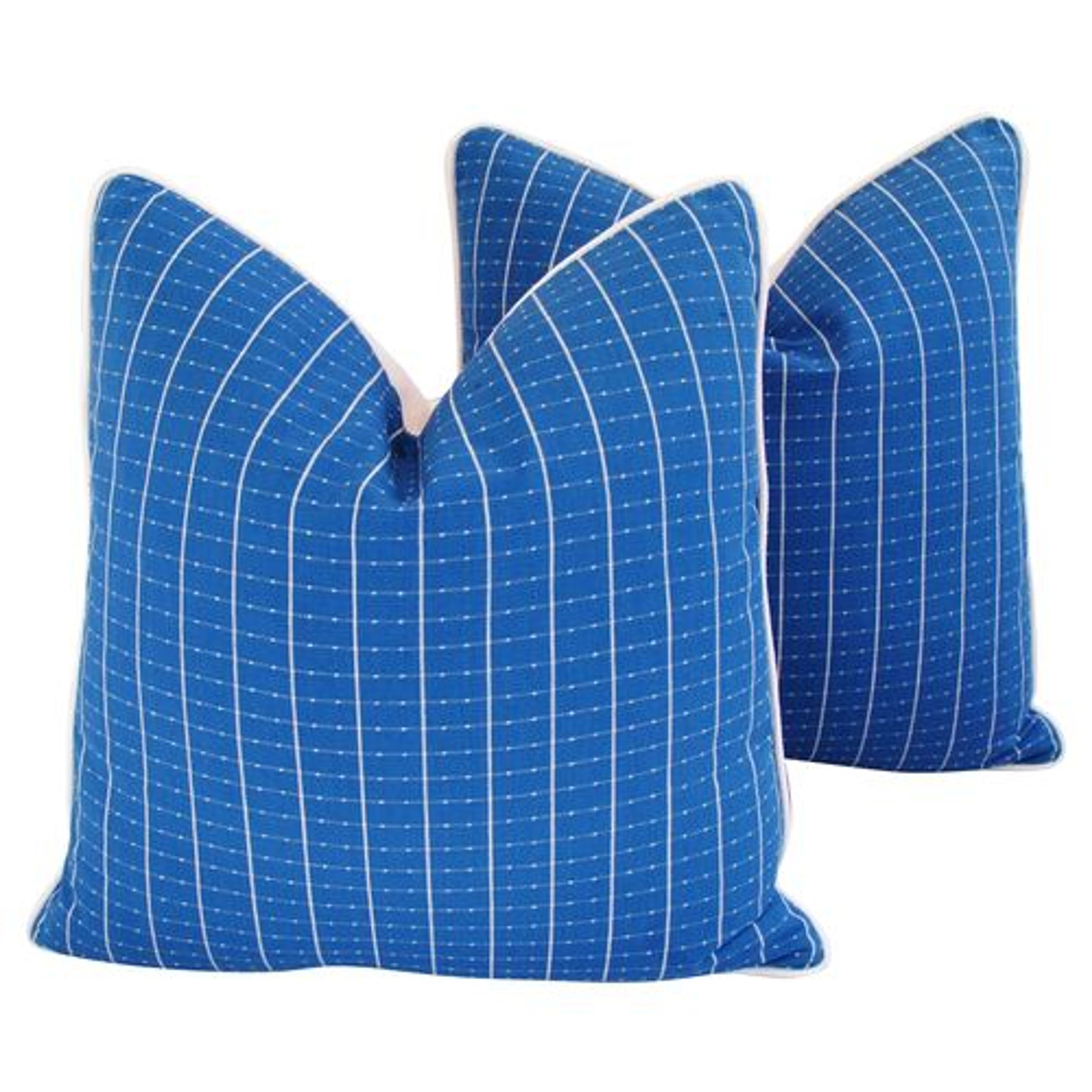 Nautical Beachy Blue & White Pillows, Pr 3 Nautical Beachy Blue & White Pillows, Pr