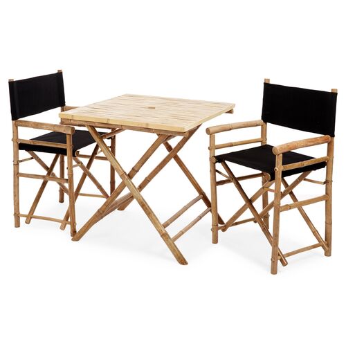 Square 3-Pc Dining Set, Black 1 Square 3-Pc Dining Set, Black