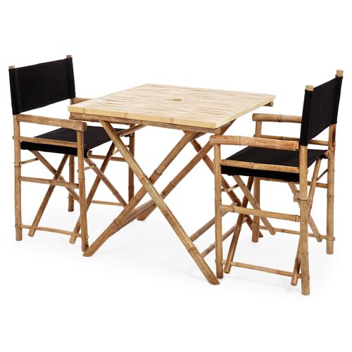 Square 3-Pc Dining Set, Black 2 Square 3-Pc Dining Set, Black