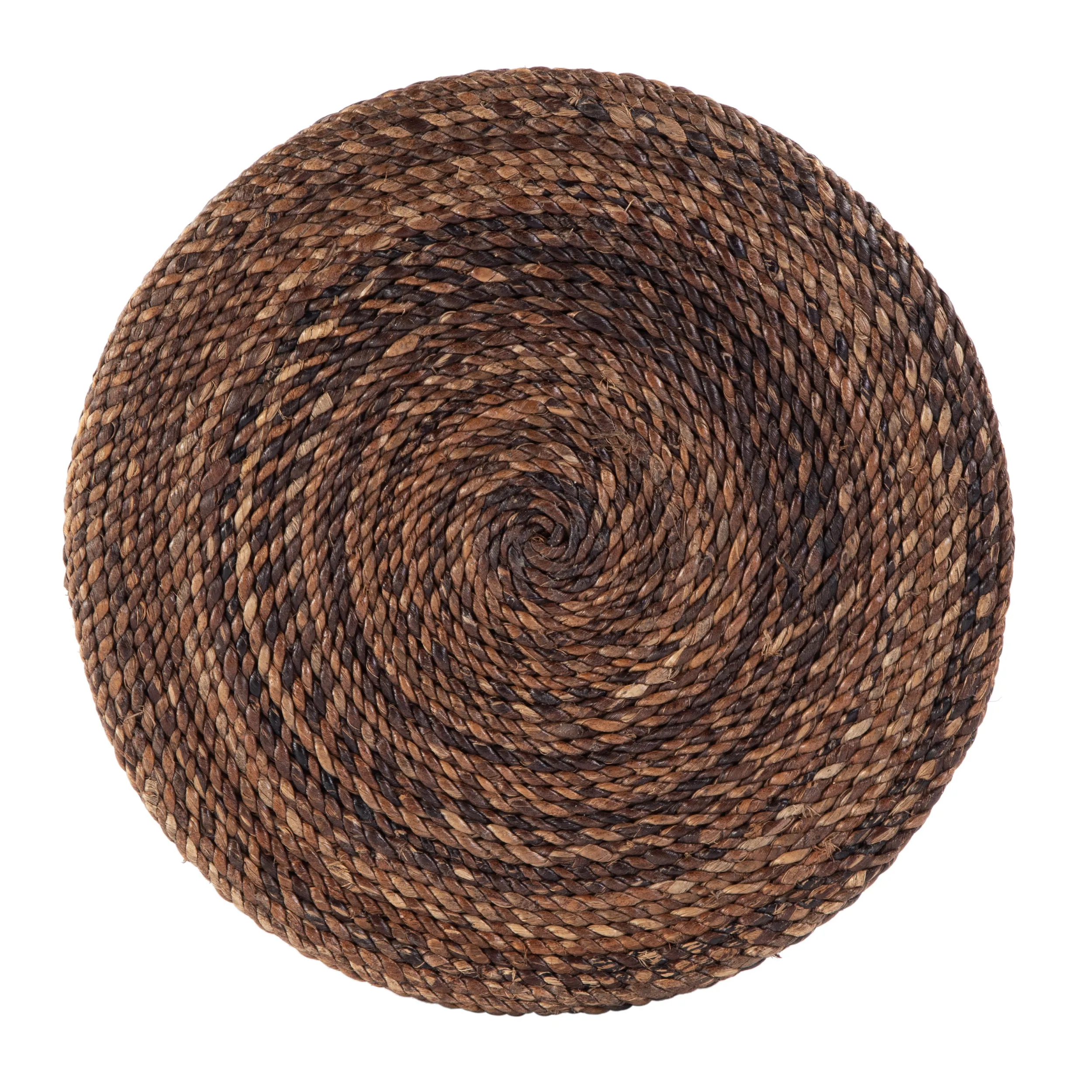 Tempest Round Abaca Rope Inlay Drum Side Table, Brown 4 Tempest Round Abaca Rope Inlay Drum Side Table, Brown
