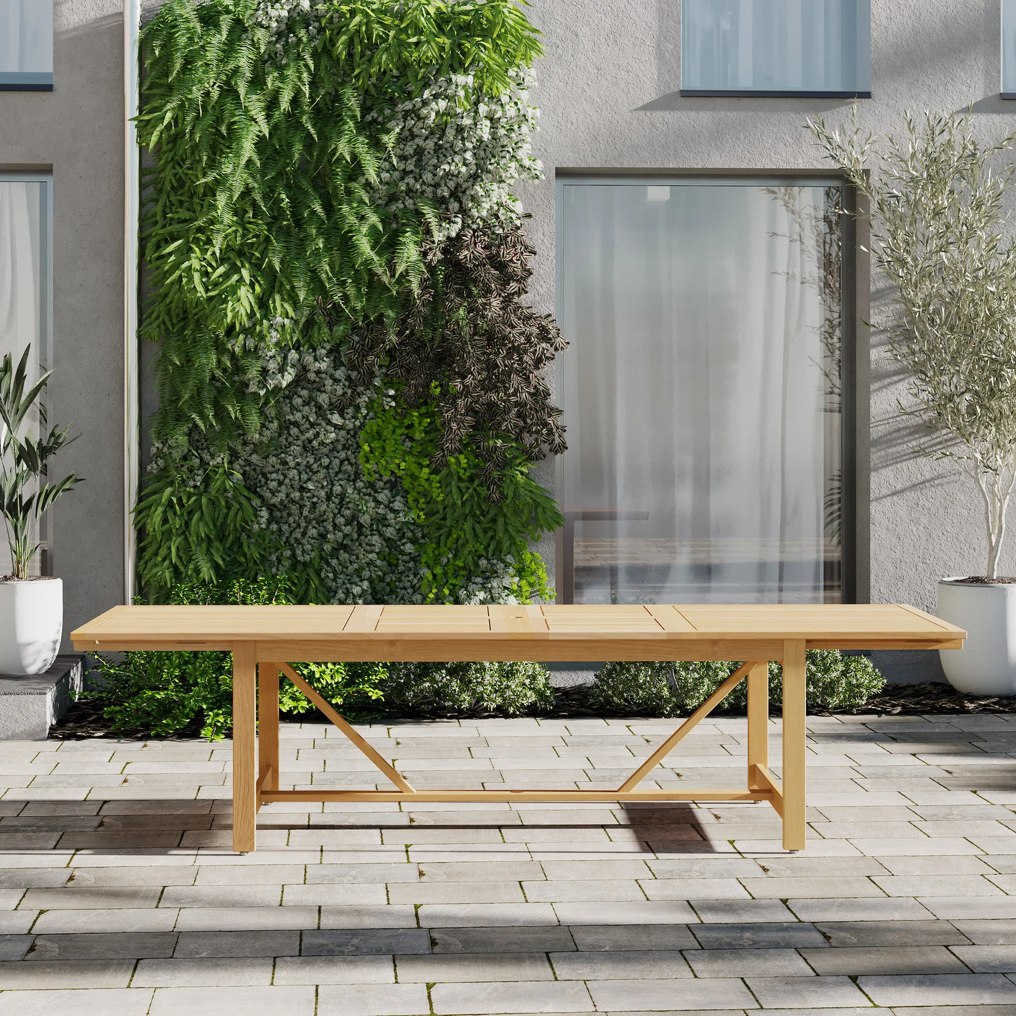 Hudson Row Rectangular Extension Outdoor Eucalyptus Dining Table, Natural 2 Hudson Row Rectangular Extension Outdoor Eucalyptus Dining Table, Natural
